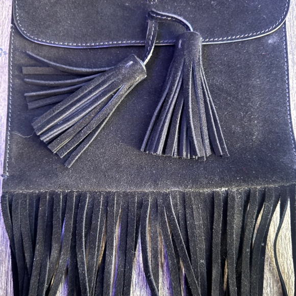 NILI LOTAN Suede Fringe Crossbody Bag Black - Picture 3 of 6